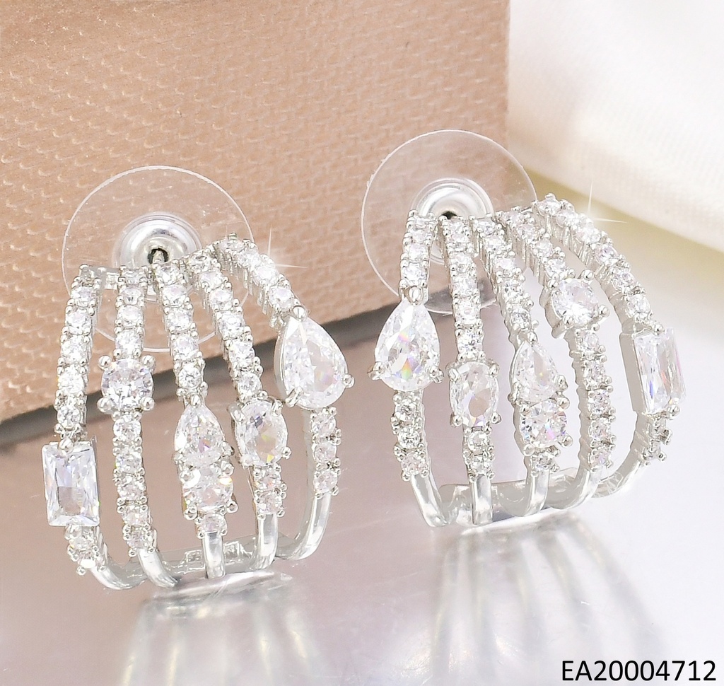 ARETES TRENDY PLAT."CCCCC" DORADOS-ZIRCONIAS EE4403-6