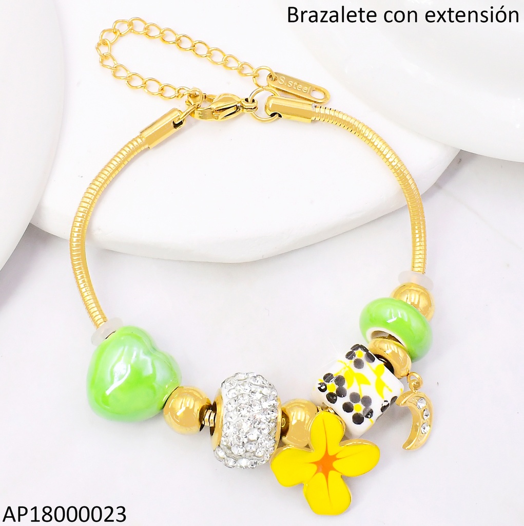 PANDORA FLEXIBLE DIJES VERDES/FLOR AMARILLA BA2185-45