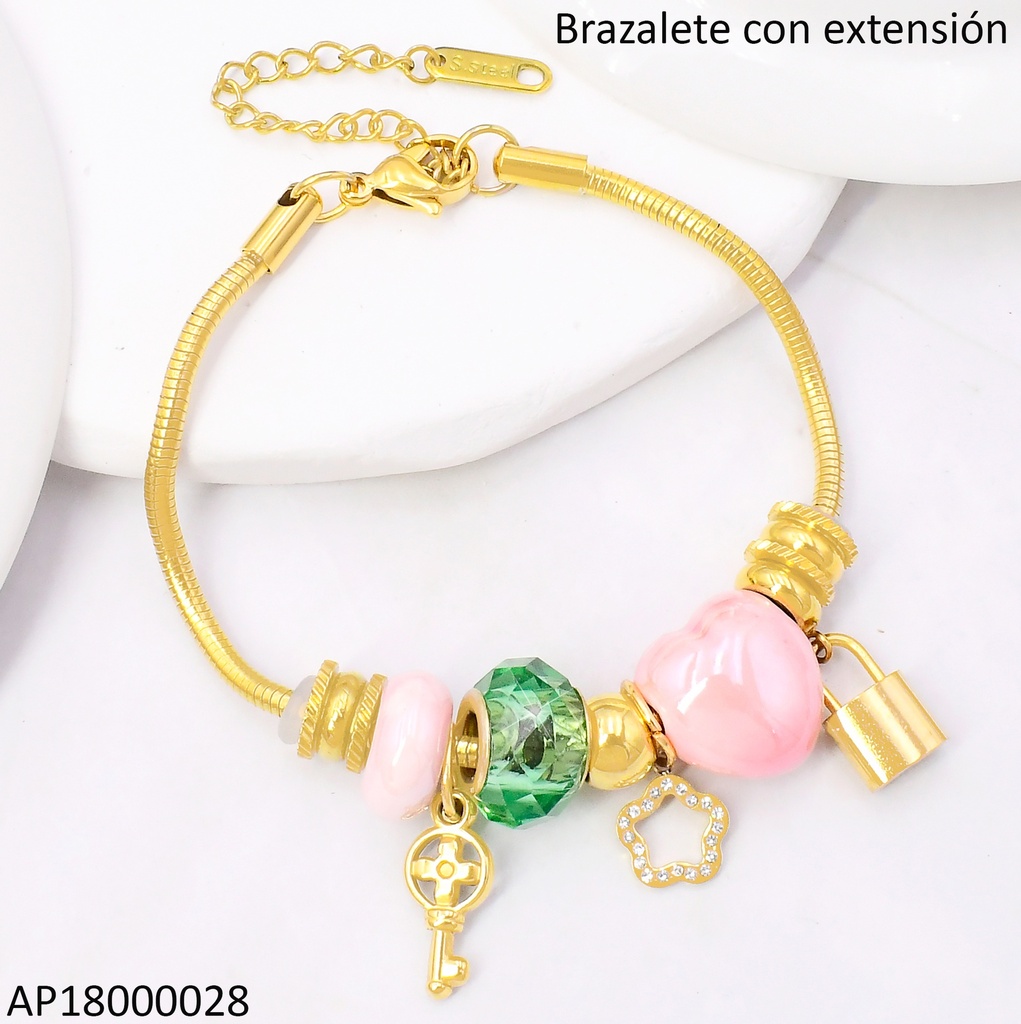 PANDORA FLEXIBLE DIJES ROSADOS/CANDADO BA2182-45