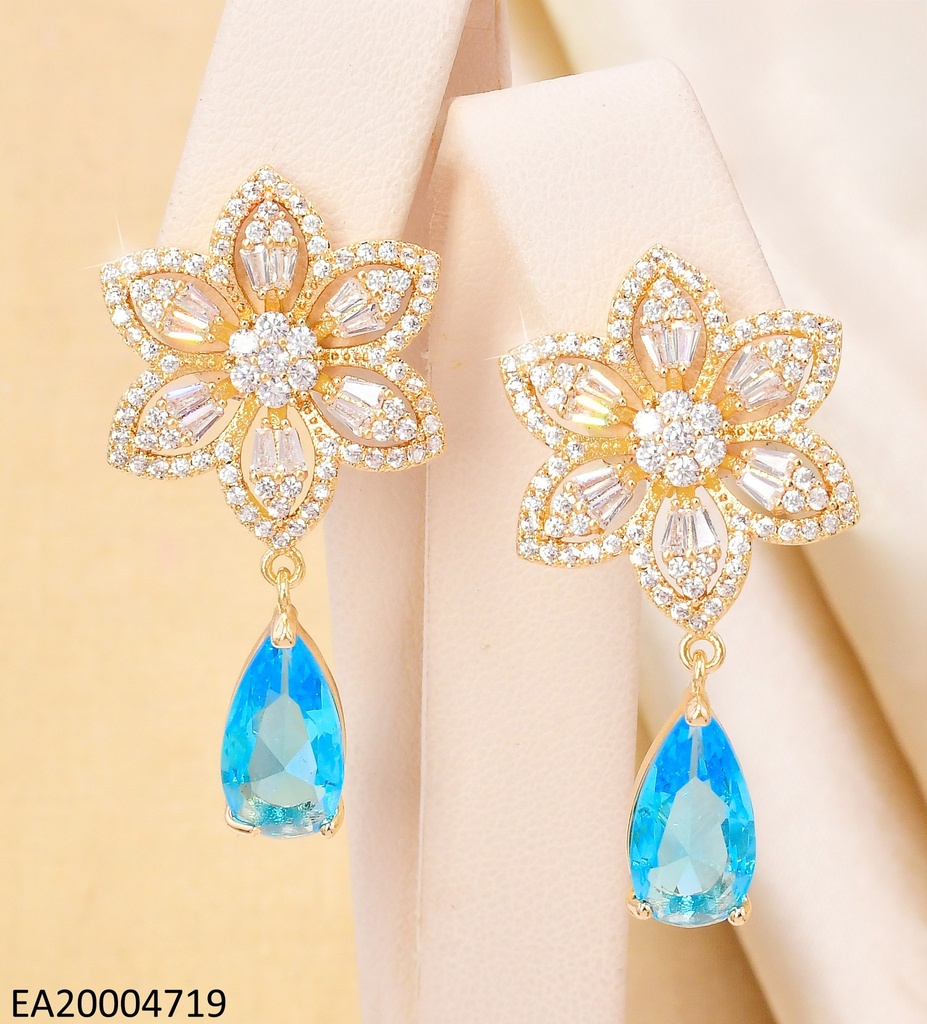 ARETES COLECCION PIEDRA FLOR ZIRC/CELESTE EE4516-6