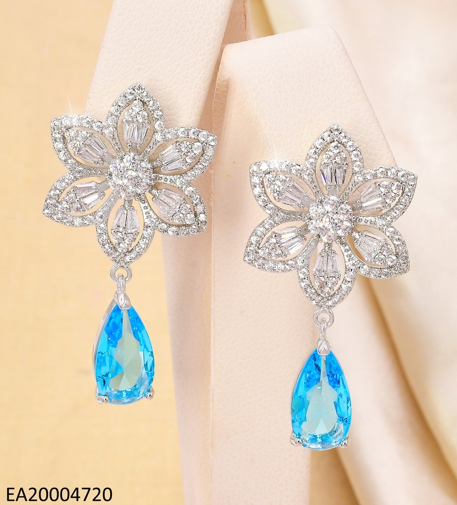ARETES PLAT.COLECCION PIEDRA FLOR ZIRC/CELESTE EE4517-6