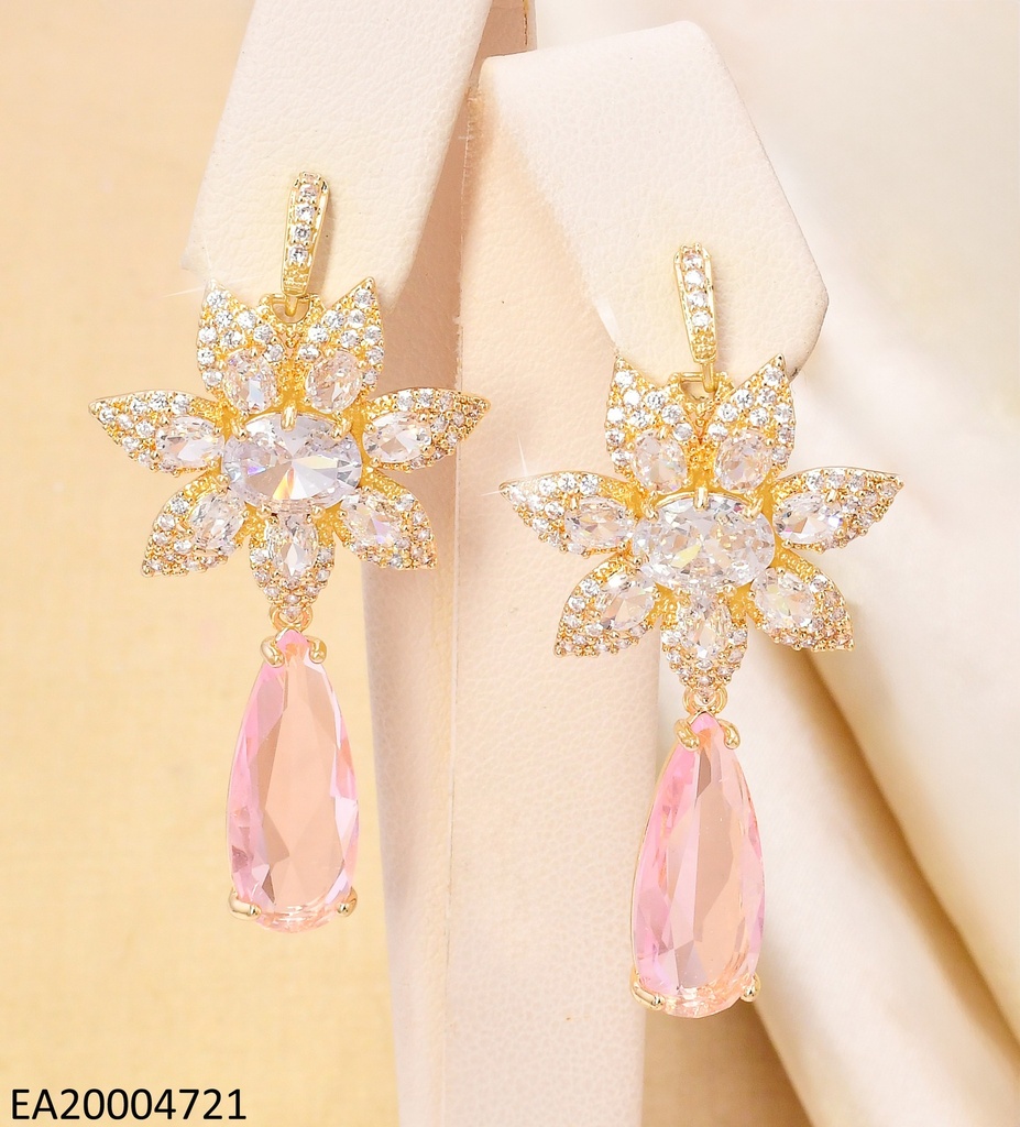 ARETES COLECCION PIEDRA FLOR ZIRC/ROSADO EE4498-6