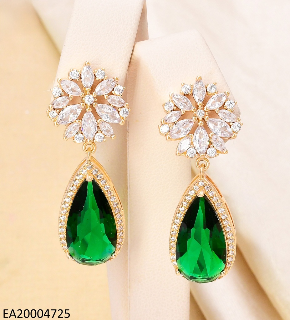 ARETES COLECCION PIEDRA FLOR RD.ZIRC/VERDE EE4502-6