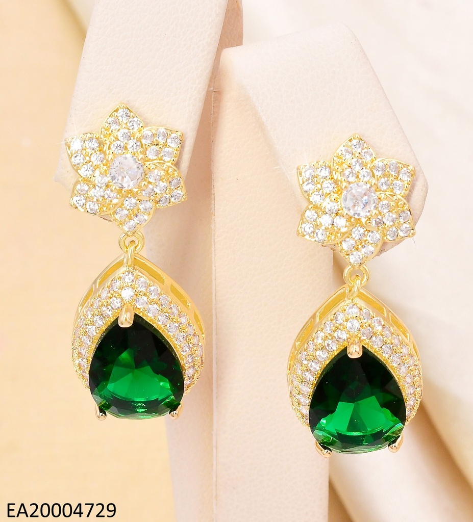 ARETES COLECCION PIEDRA FLOR ZIRC/VERDE EE4490-6