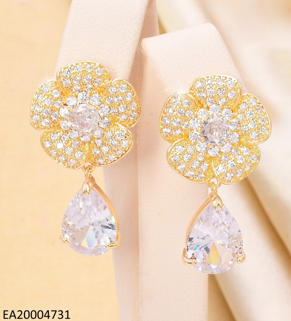 ARETES COLECCION PIEDRA ROSA ZIRC/GOTA EE4422-6