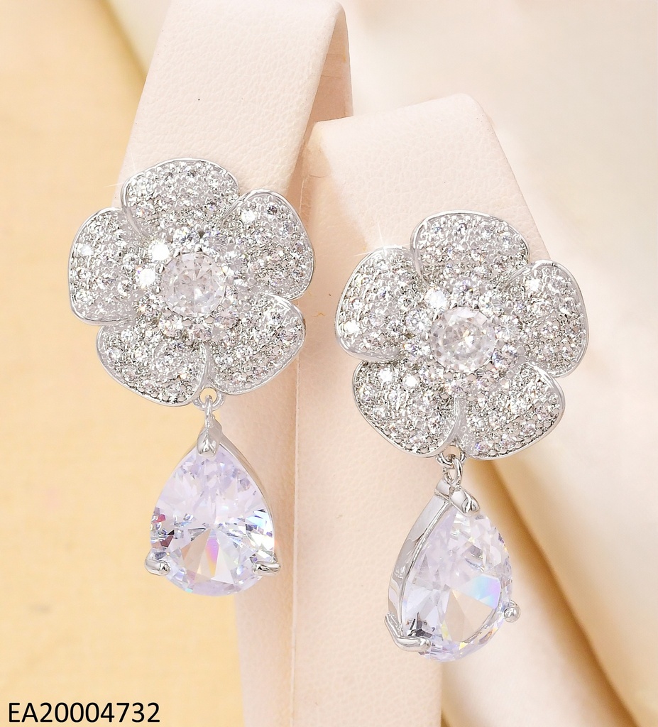 ARETES PLAT.COLECCION PIEDRA ROSA ZIRC/GOTA EE4423-6