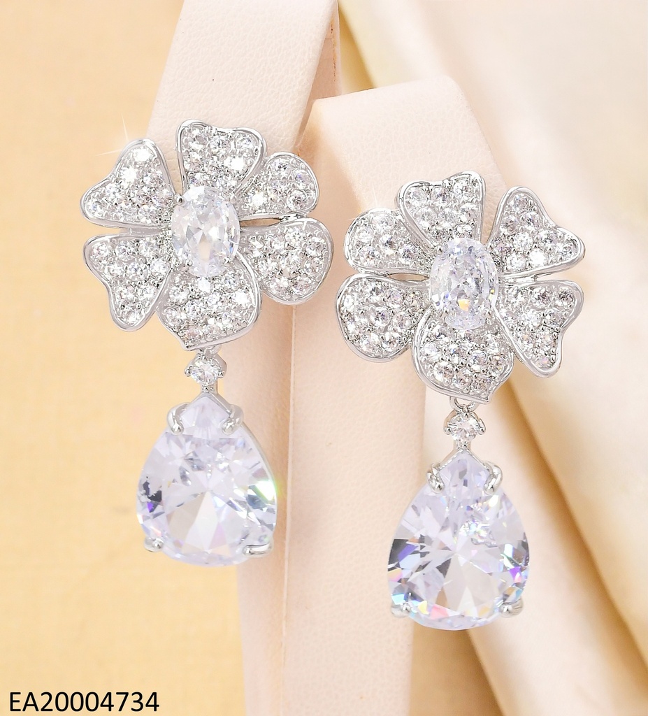 ARETES PLAT.COLECCION PIEDRA FLOR ZIRC/GOTA EE4427-6
