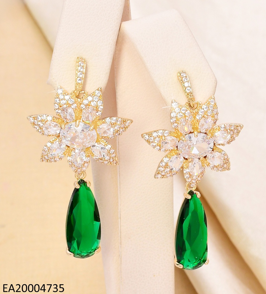 ARETES COLECCION PIEDRA FLOR ZIRC/VERDE EE4468-6