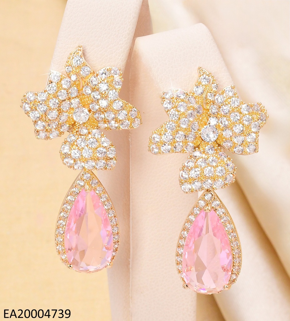 ARETES COLECCION PIEDRA FLOR ZIRC/ROSADA EE4486-6