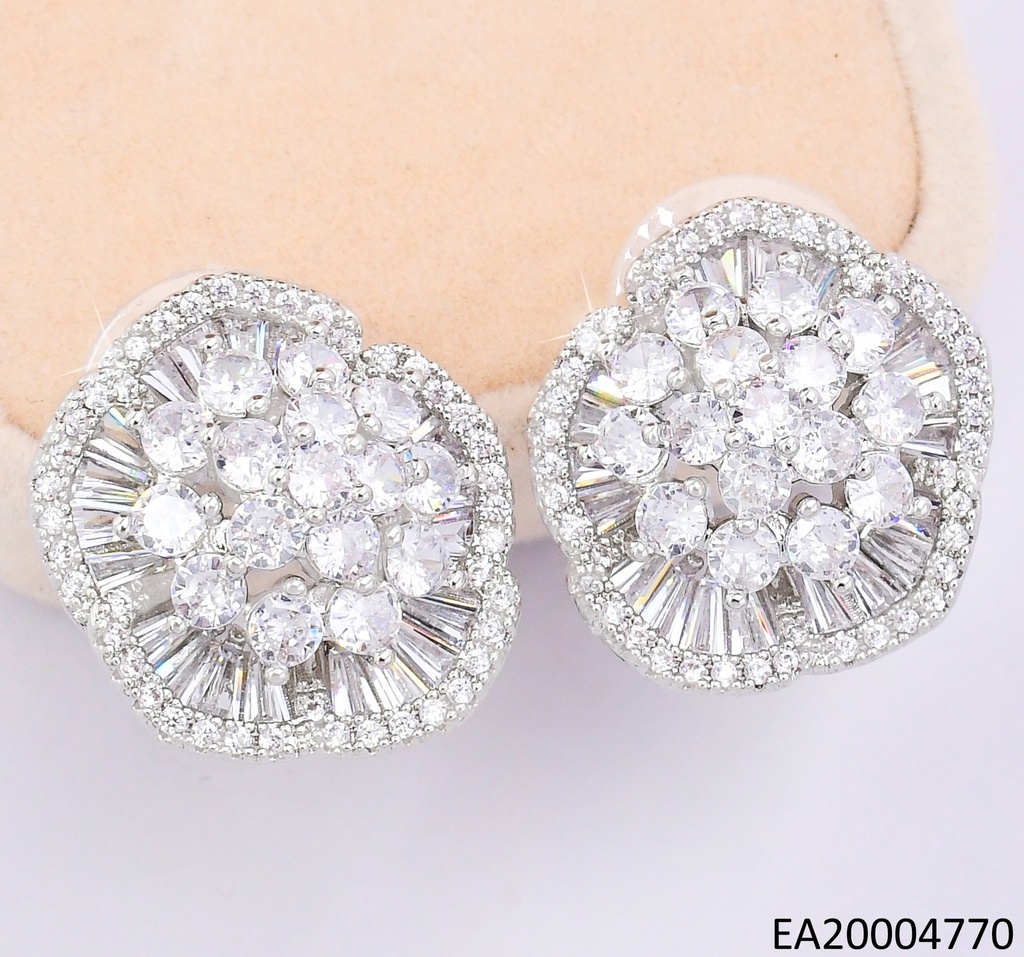PENDIENTES ELEGANTES CON PEDRERÍA 14K /FLOR IRRE. CRISTAL EE4577-6