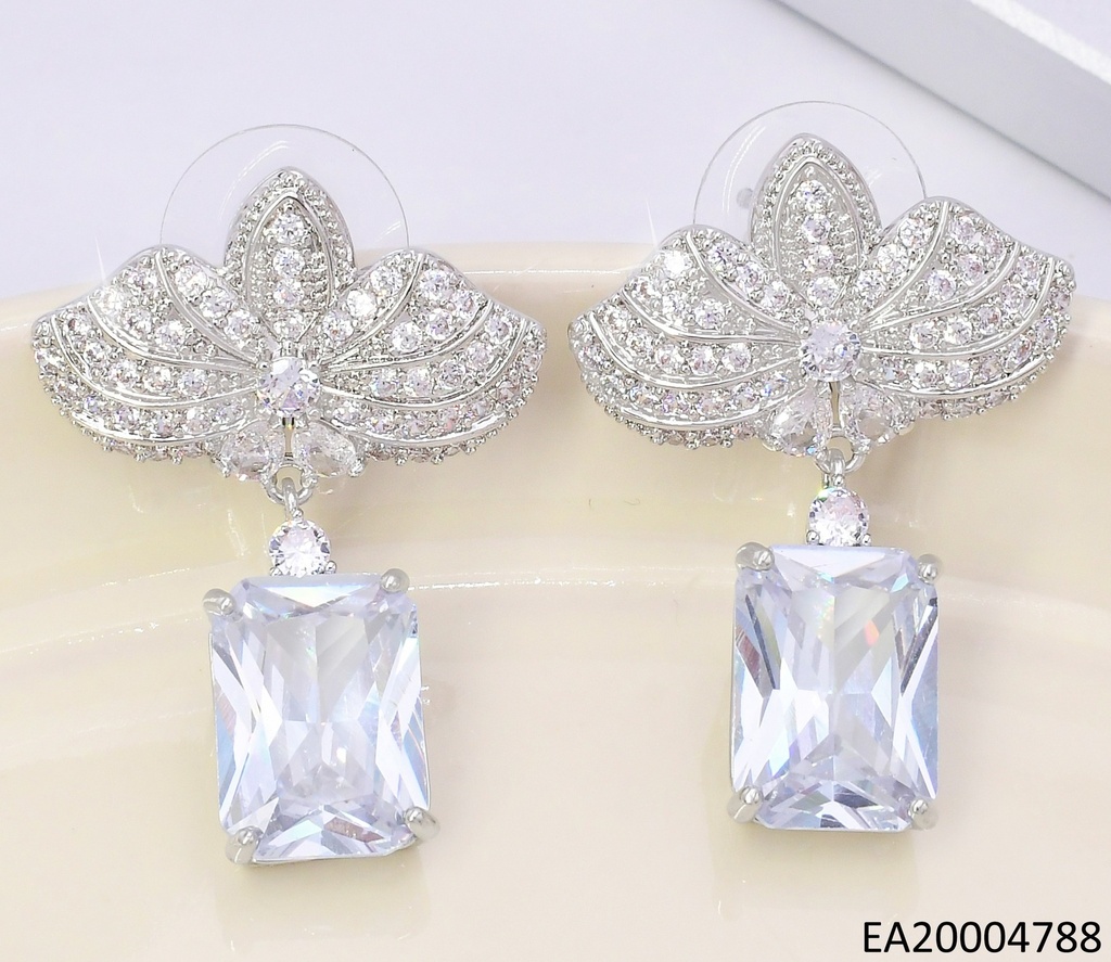 PENDIENTE COLGANTE CIRCONITA RECT. CRISTAL/ MARIPOSA PLAT  EE4485-6