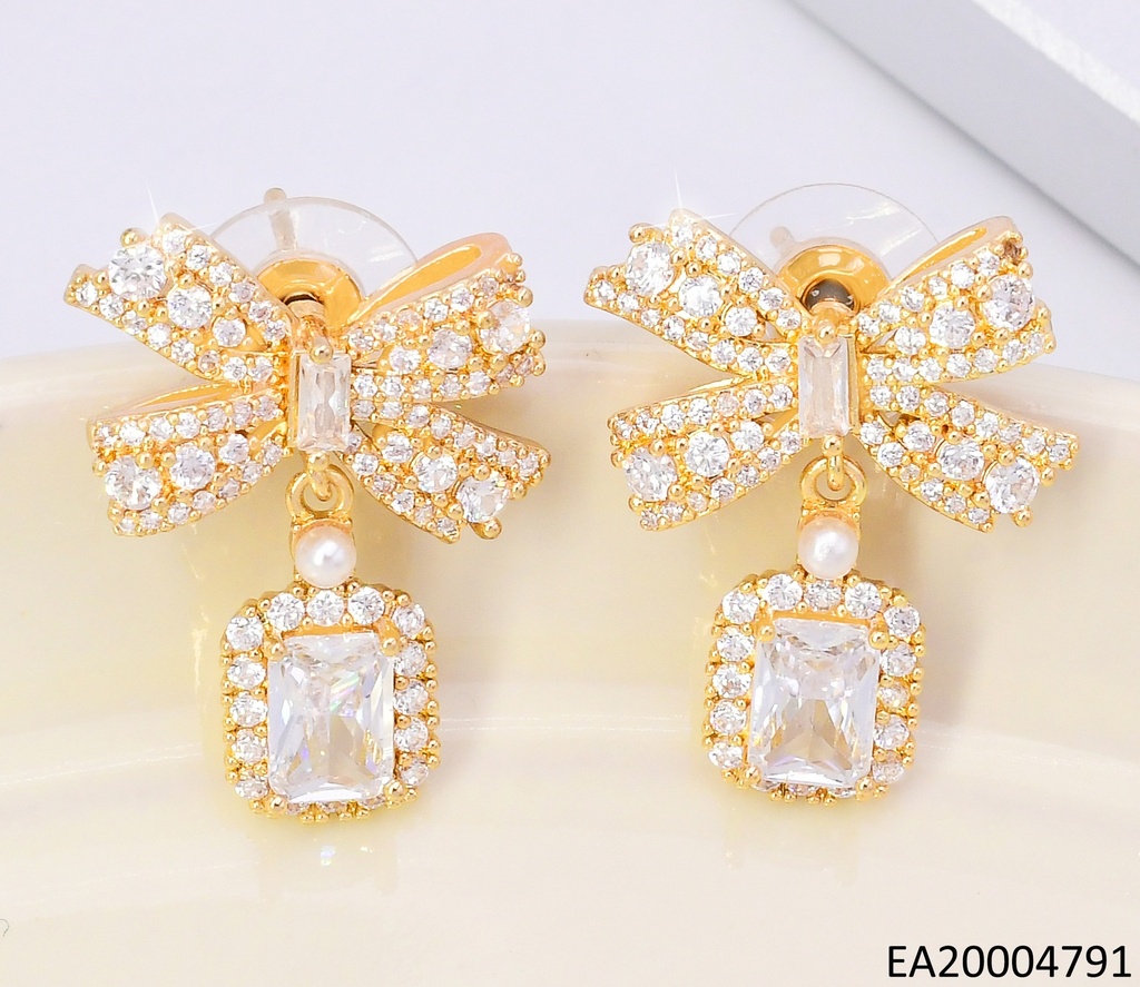 PENDIENTES COLGANTE CIRCONITA RECT. CRISTAL /LAZO DOR EE4430-6