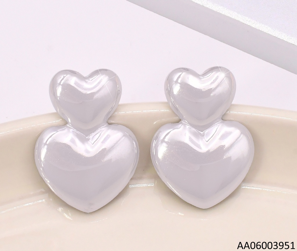 ARETES PLAT CORAZON DOBLE KE119246