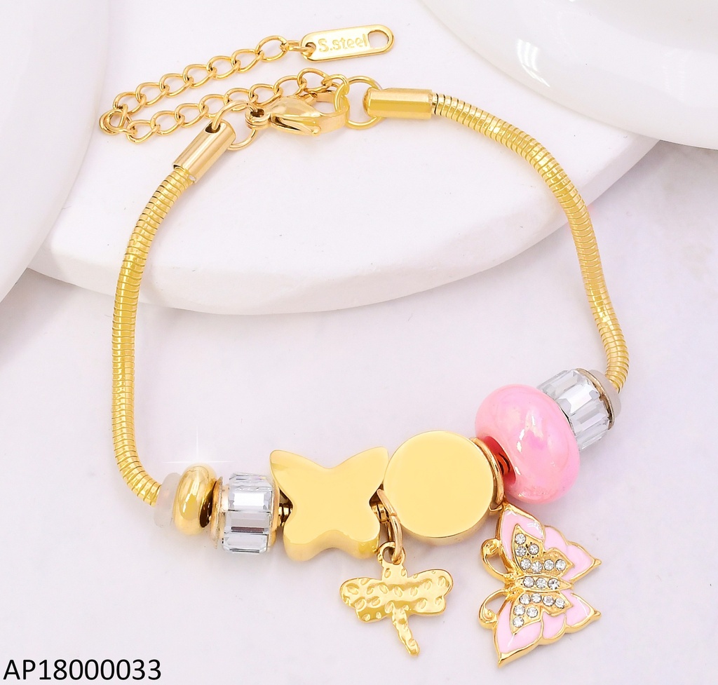 PANDORA FLEXIBLE DIJES MARIPOSA / ZIRC RD/ RUEDA /BA2175-45 (C.ROSA)