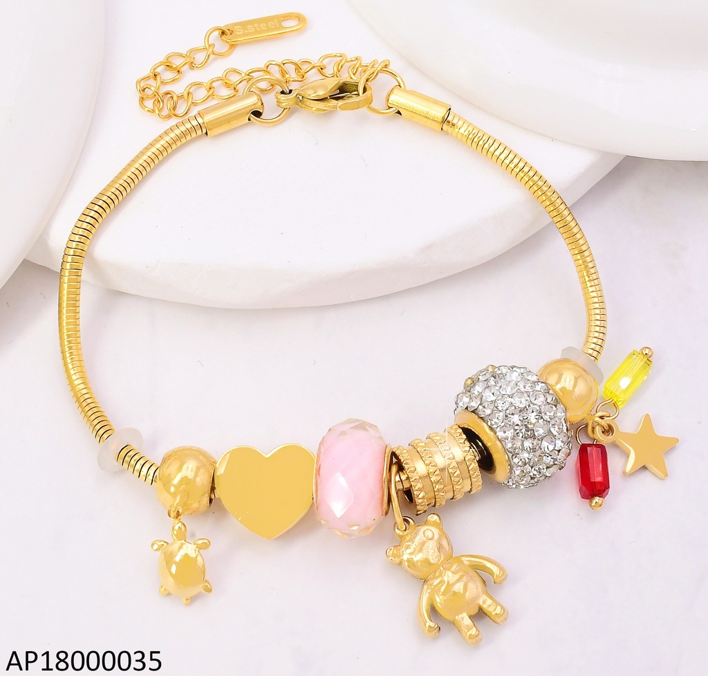 PANDORA FLEXIBLE DIJES CORAZON/OSO/ESTRELLA BA2191-45 (C.ROSA)