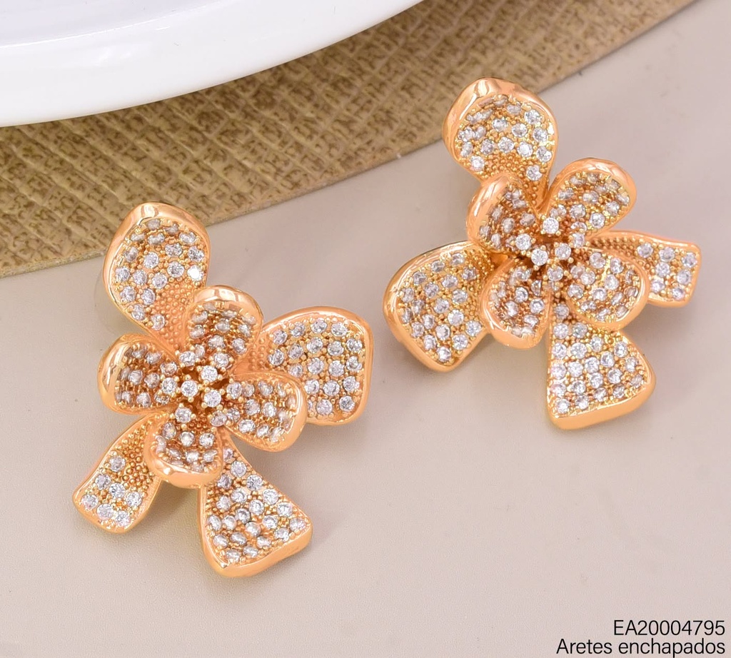PENDIENTES ELEGANTES CON PEDRERÍA 14K / FLOR 8 PET. EE4630-6