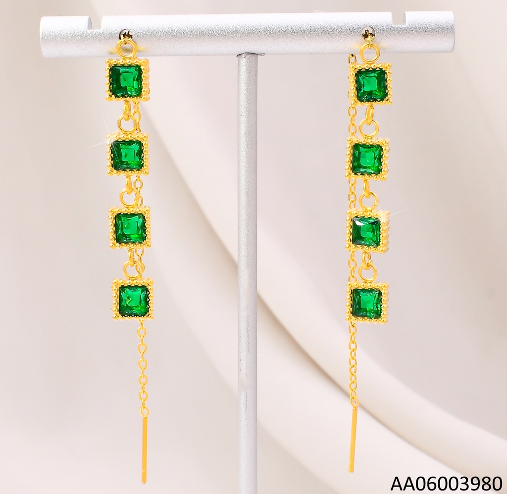 ARETES CUADROS VERDES KE120486