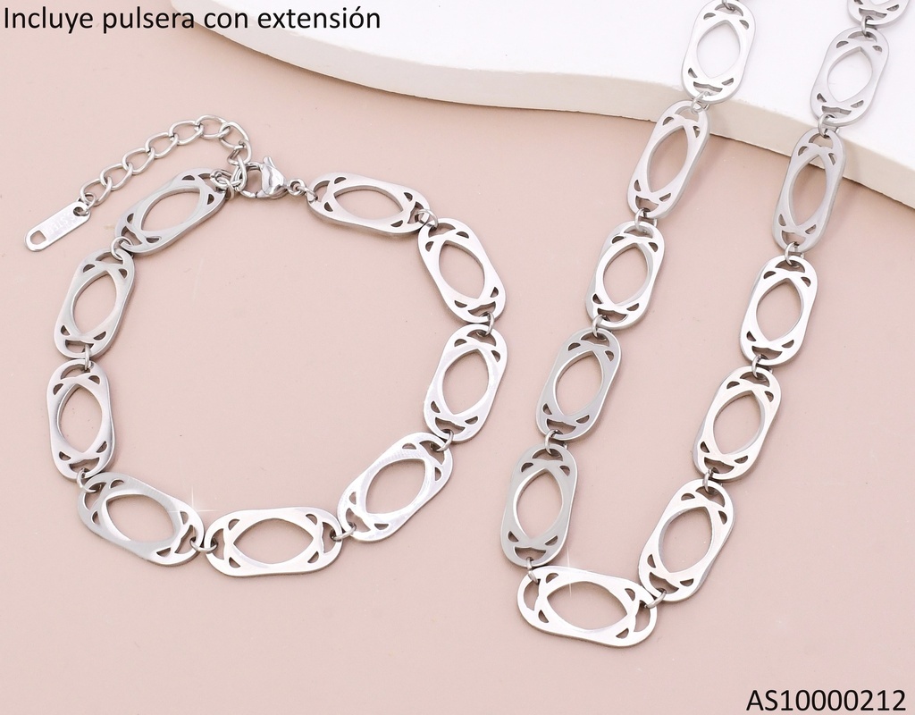 SET PLAT PULSERA & CADENA DISEÑO OVALADO 7354-696