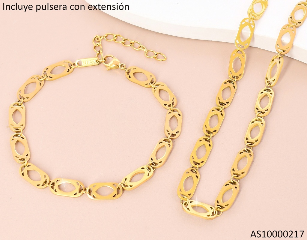 SET CADENA & PULSERA DISEÑO OVALADO PEQ. 0450-696