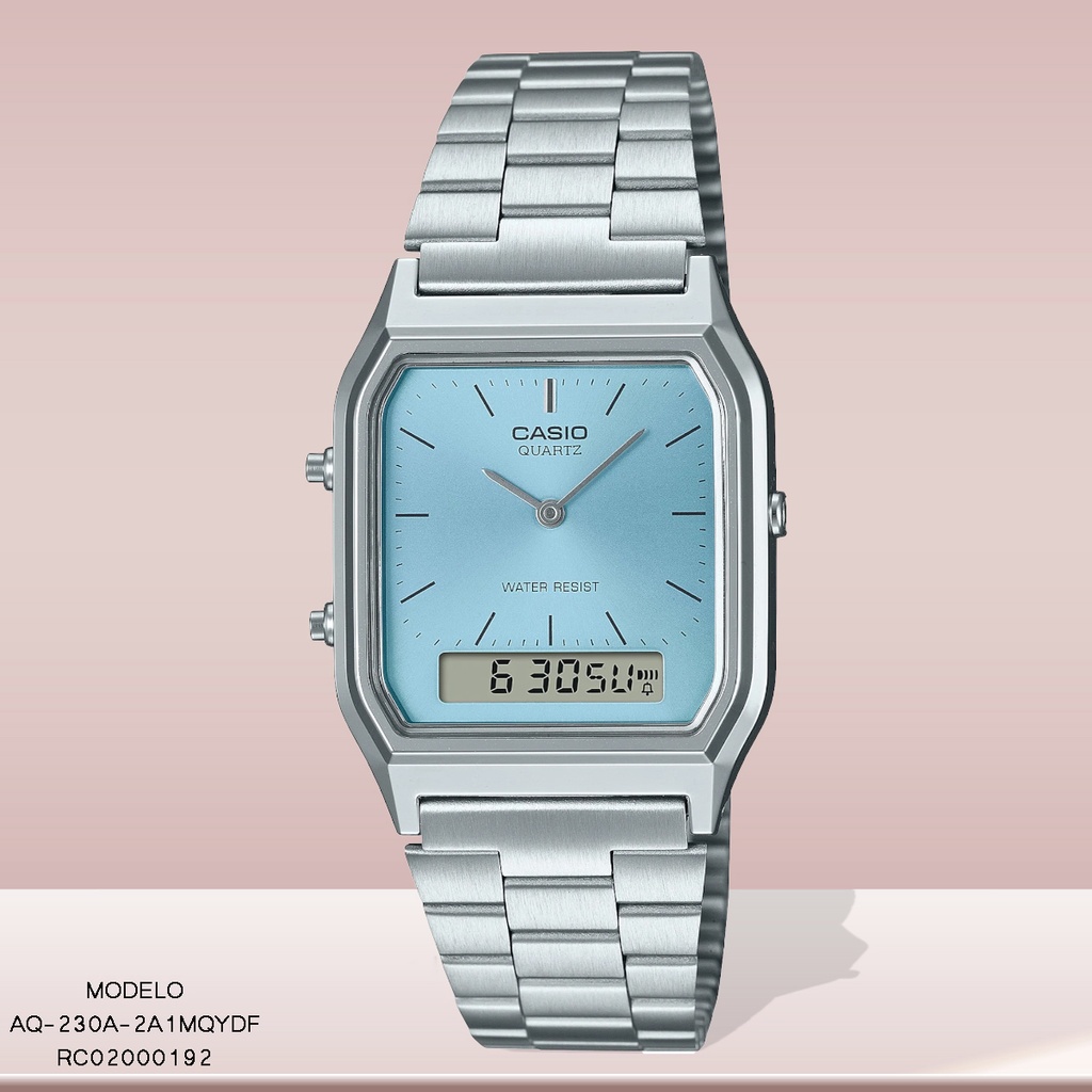 RELOJ CASIO ANALOGO/DIG DAMA AQ-230A-2A1MQYDF METAL PLAT.