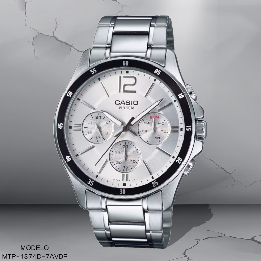 RELOJ CASIO ANALOGO CAB MTP-1374D-7AVDF METAL PLAT.