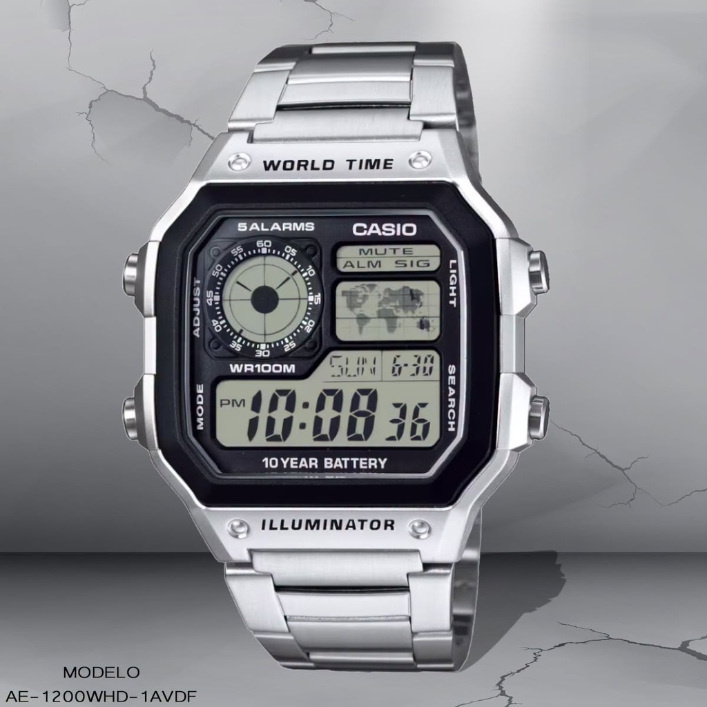RELOJ CASIO DIGITAL CAB AE-1200WHD-1AVDF METAL PLAT.
