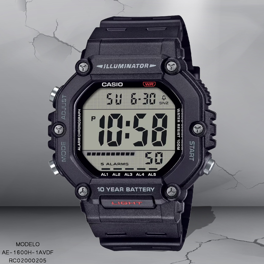 RELOJ CASIO DIGITAL CAB AE-1600H-1AVDF RESINA NEGRA