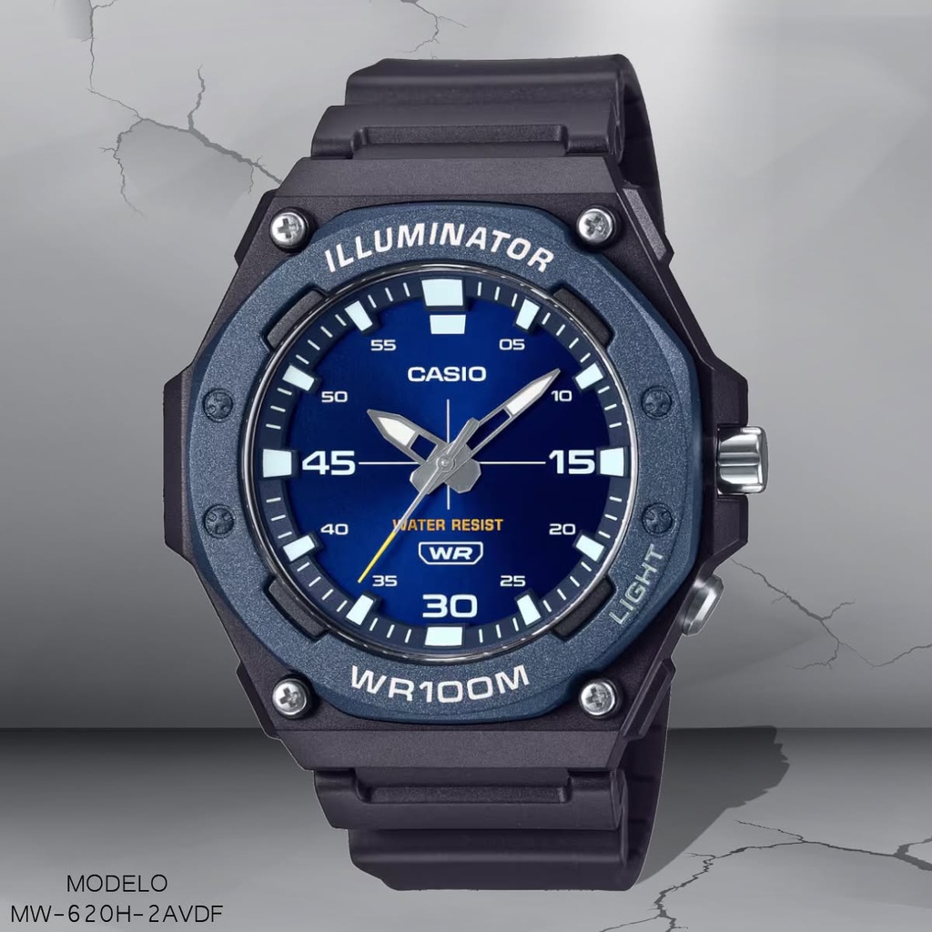 RELOJ CASIO ANALOGO CAB MW-620H-2AVDF SILICON NEGRO