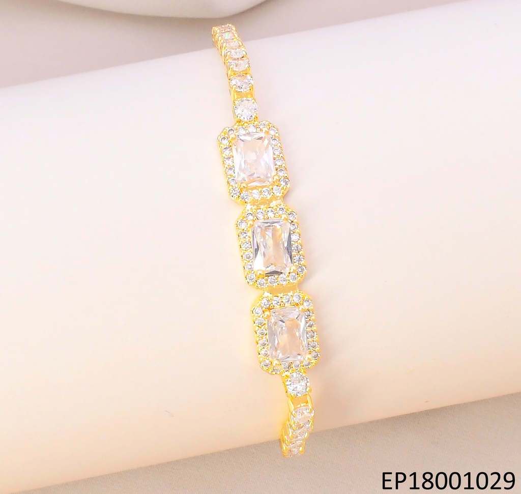 PULSERA DOR ZIRC RD / 3 ZIRC RECT. CENTRO BE500-318 (TENNIS)