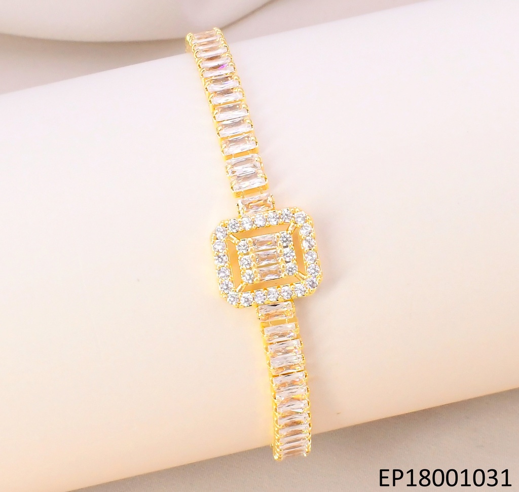 PULSERA DOR CUADRO CENTRO/ZIRC. RECT.BE503-318 (TENNIS)