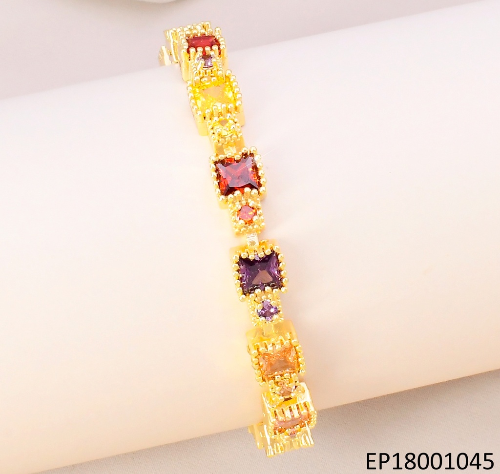 PULSERA DOR ZIRC CUADRADAS/ ZIRC RD BE762-318 (TENNIS)