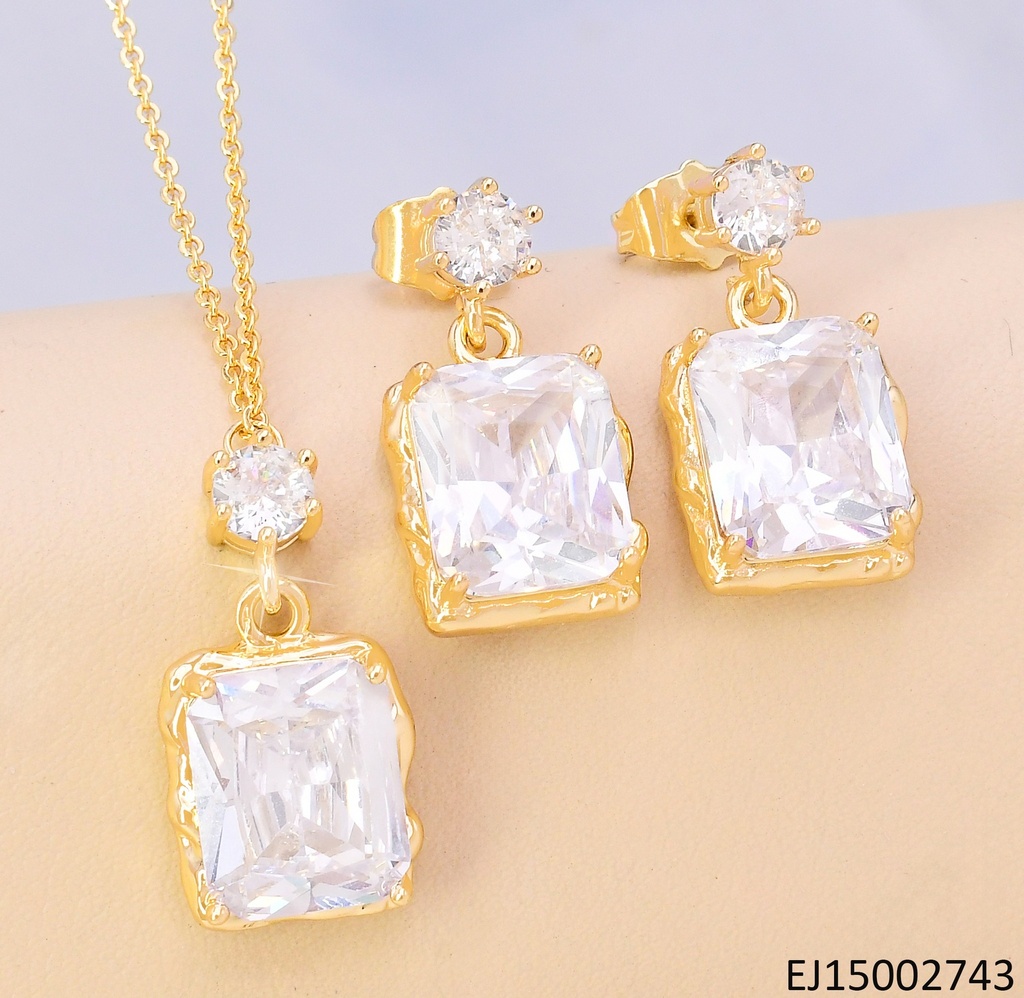 SET DOR ZIRC RD CRISTAL/ ZIRC CUADRADA COLGANTE SE1024-3