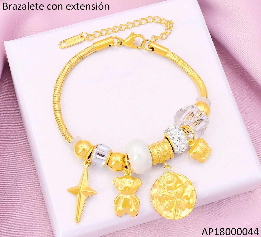 PANDORA FLEXIBLE DIJES ESTRELLA/OSO/ROSA/CORONA/RUEDAS BA2206-45