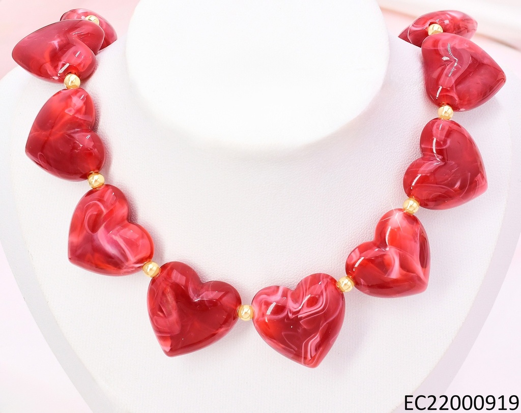 CADENA CORAZONES ROJOS INFLADOS CE446-5