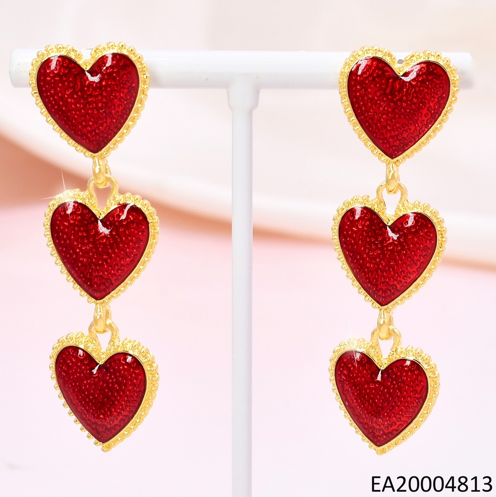 ARETES (3) CORAZONES ROJOS VERTICAL EE4214-9