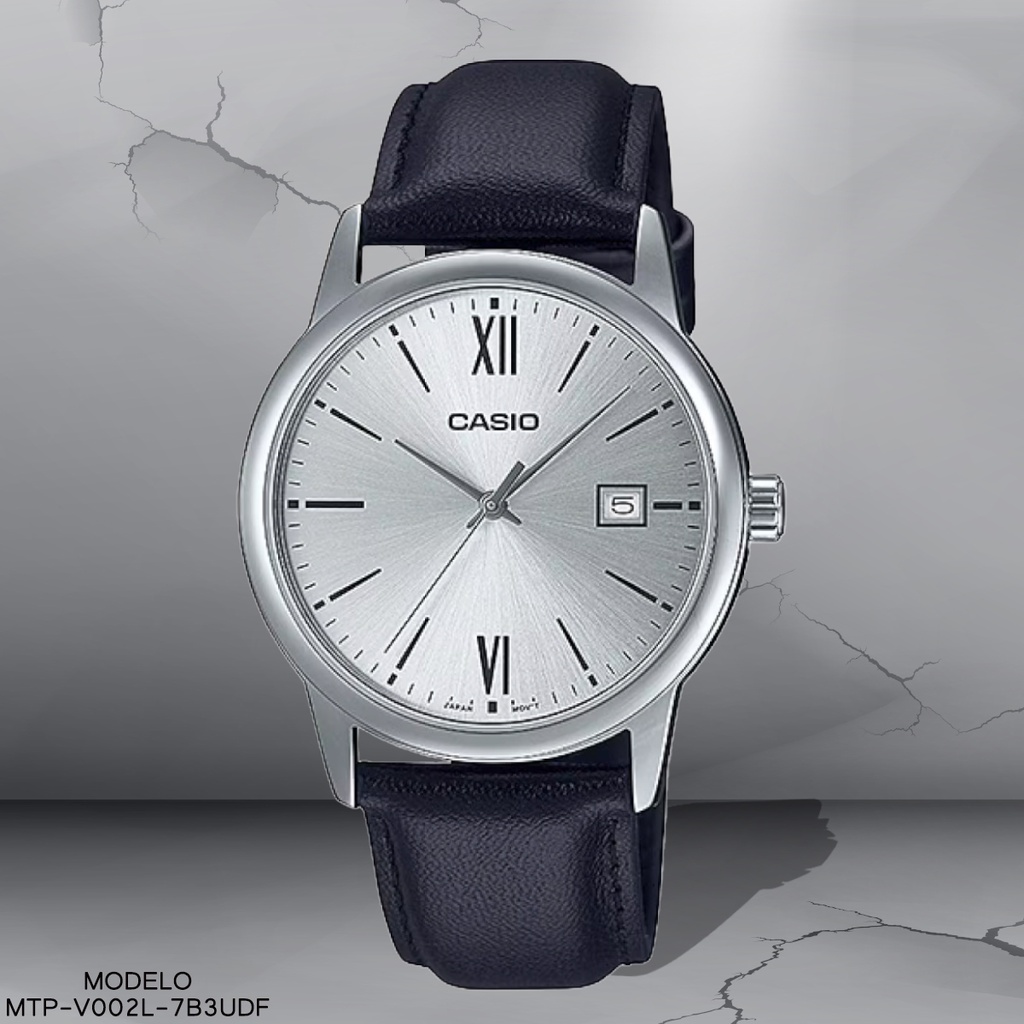 RELOJ CASIO ANALOGO MTP-V002L-7B3UDF CUERO NEGRO