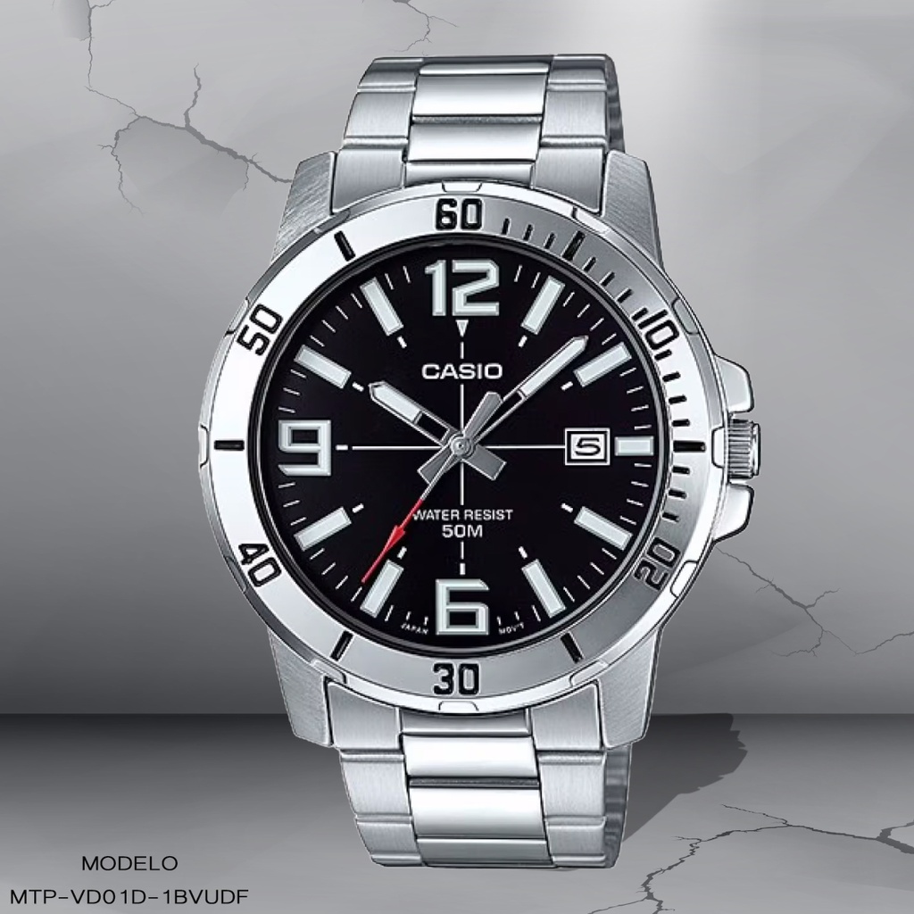 RELOJ CASIO ANALOGO CAB MTP-VD01D-1BVUDF METAL PLAT