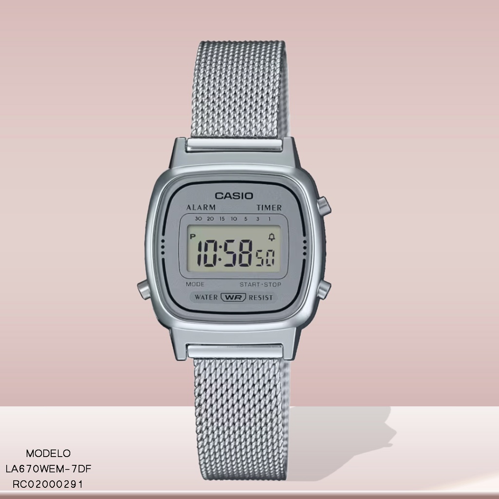 RELOJ CASIO DIGITAL DAMA LA670WEM-7DF METAL PLAT