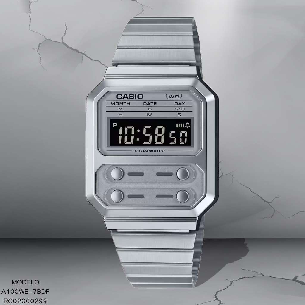 RELOJ CASIO DIGITAL CAB A100WE-7BDF METAL PLAT
