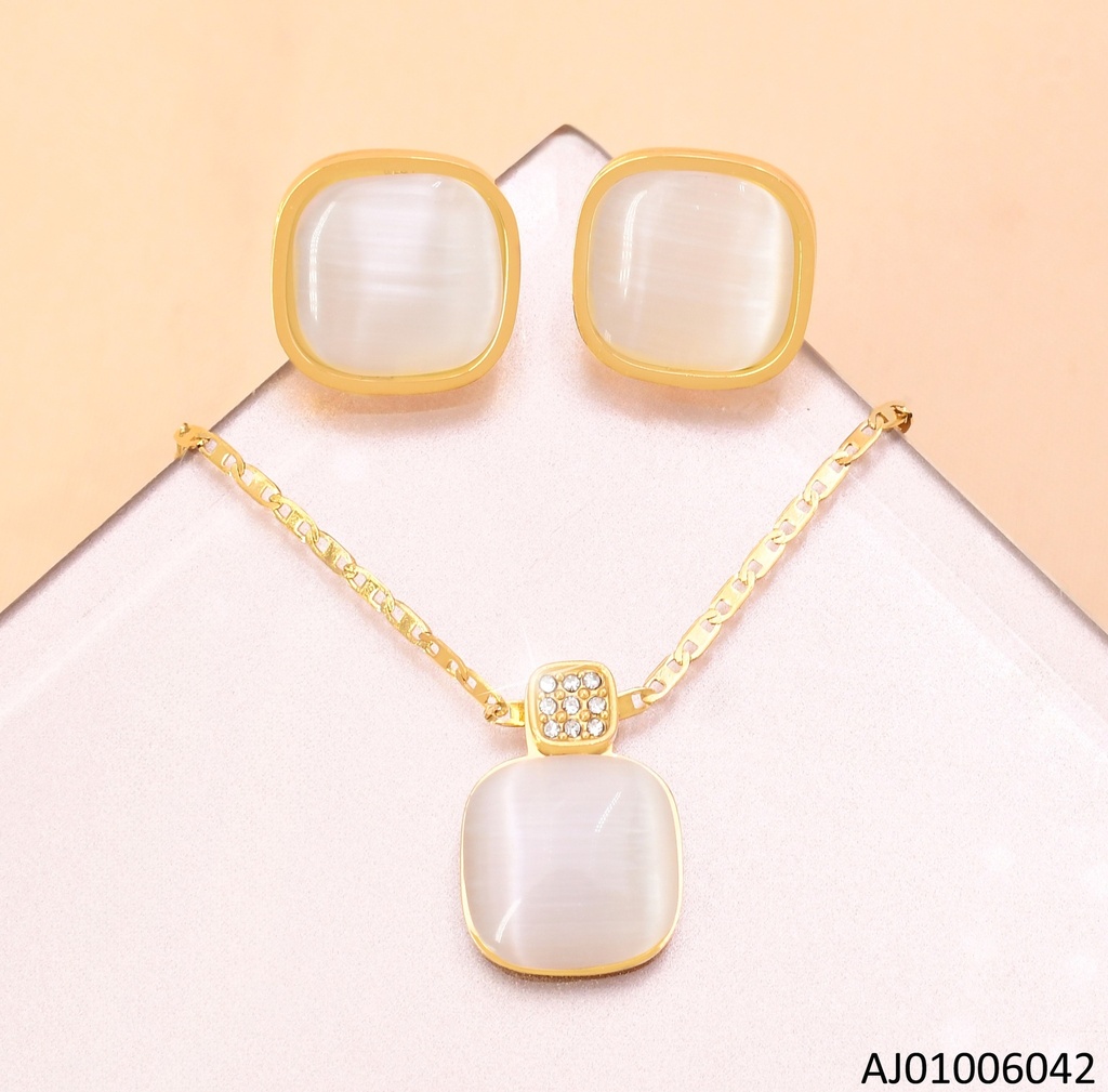 SET CUADRO BLANCO/ZIRC. BORDE DORADO SA1305-45