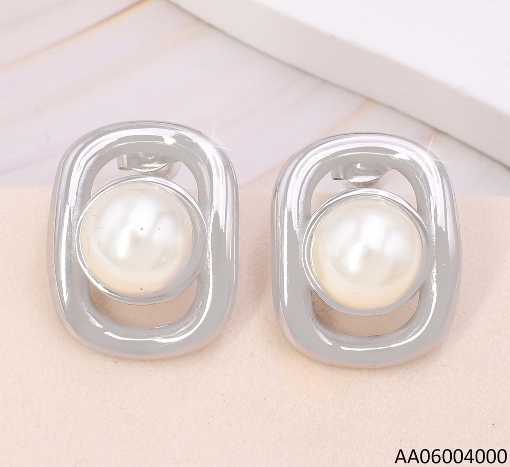 ARETES RECTANG.PLAT.VERT.C/PERLA CENTRO 7071-212