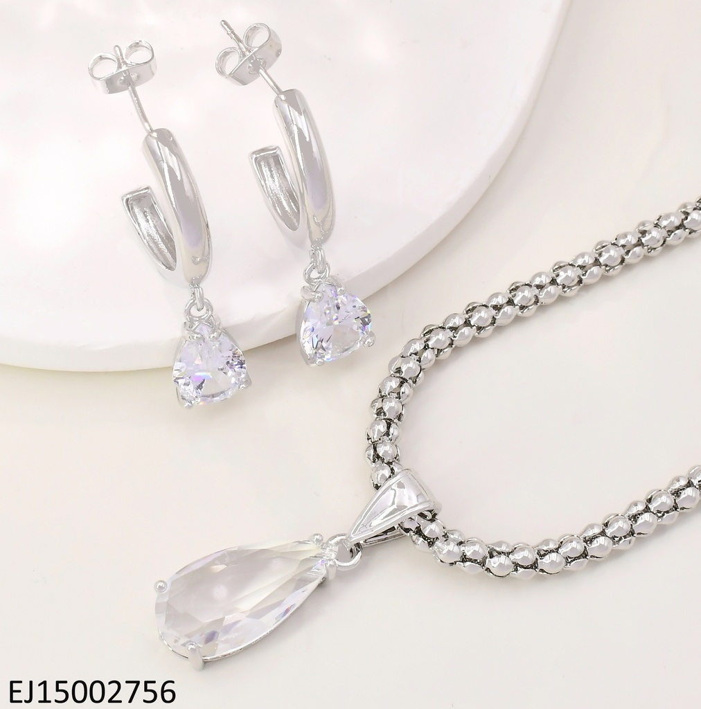 SET PLAT.GOTA ZIRCONIA ARETES "C" CAD. PELOTITAS SE1002-9