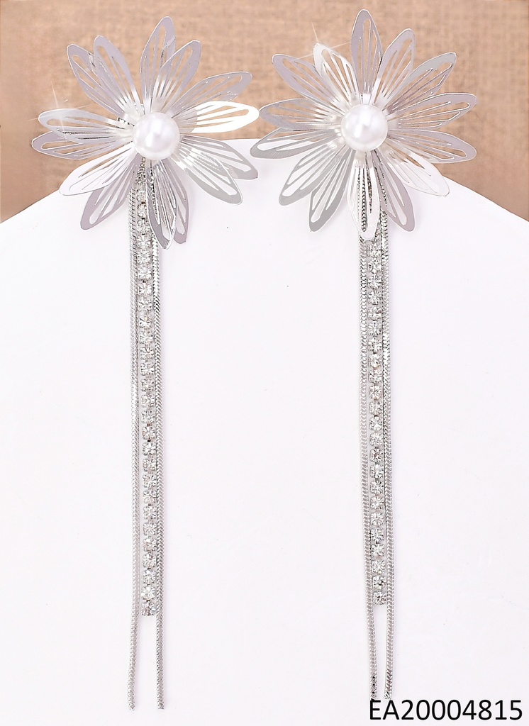 ARETES PLAT FLOR CALADA /PERLA CENTRO/COLGANTES EE4375-355