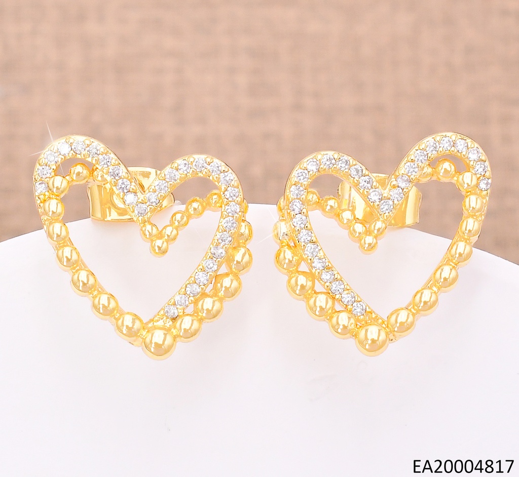 ARETES DOR CROQUI CORAZONES PELOTITAS/ ZIRC. EE4062-9