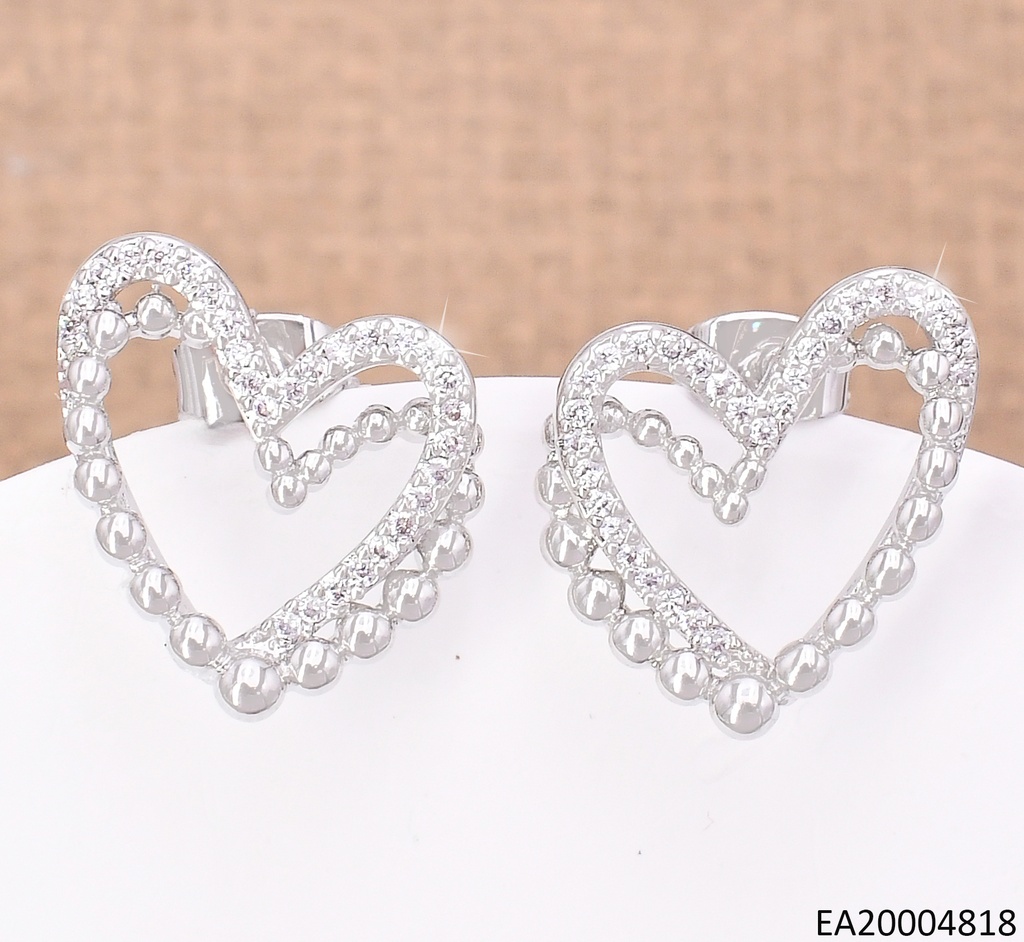 ARETES PLAT CROQUI CORAZONES PELOTITAS/ ZIRC. EE4063-9