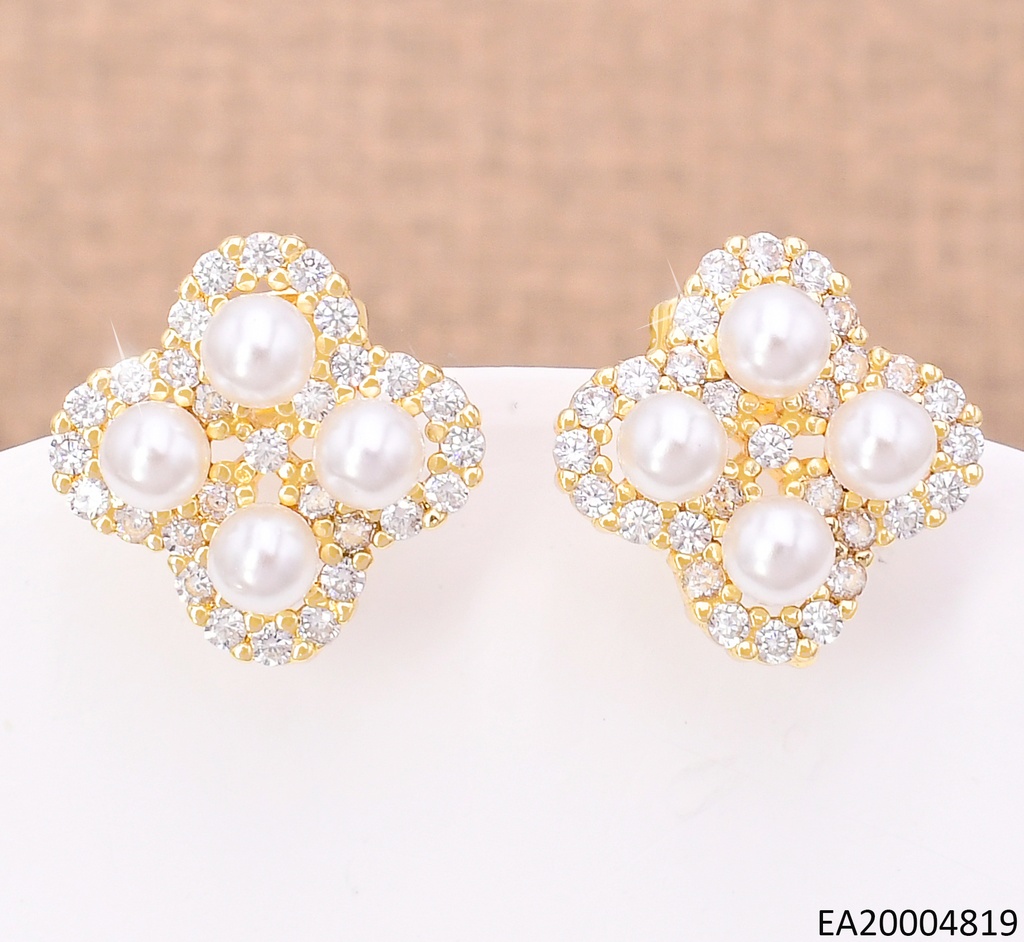 ARETES DOR FLOR (4) PETALOS/PERLAS EE4142-9