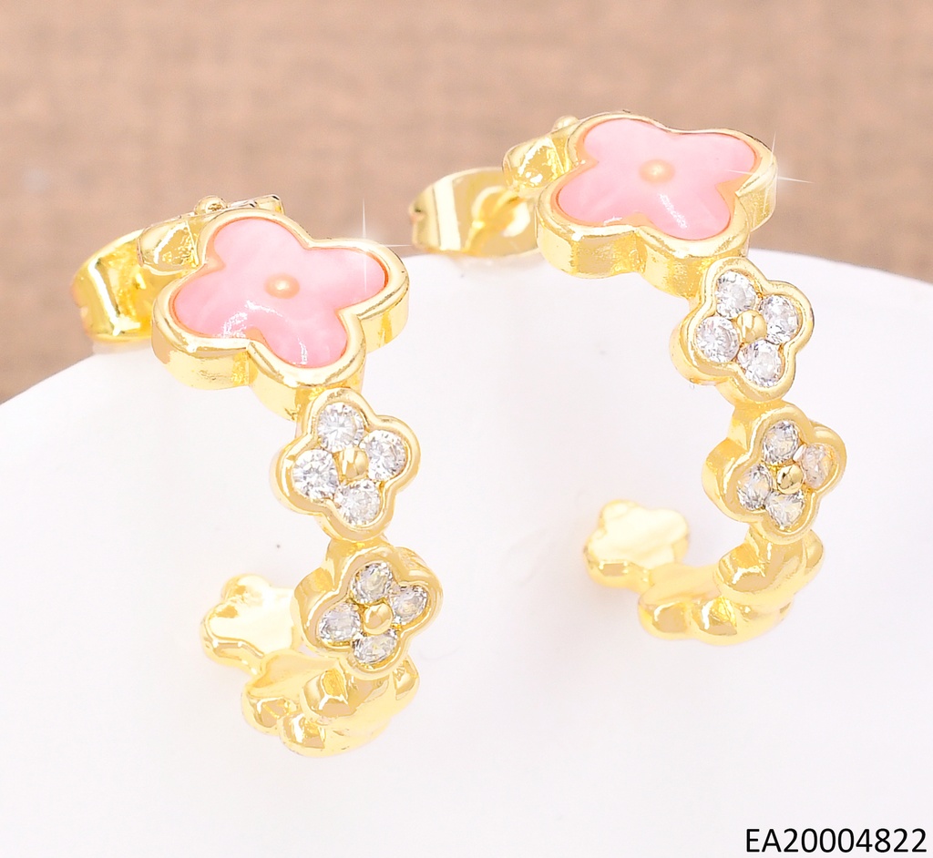 ARETES DOR "C" VAN CLEEF ROSADA EE4117-9