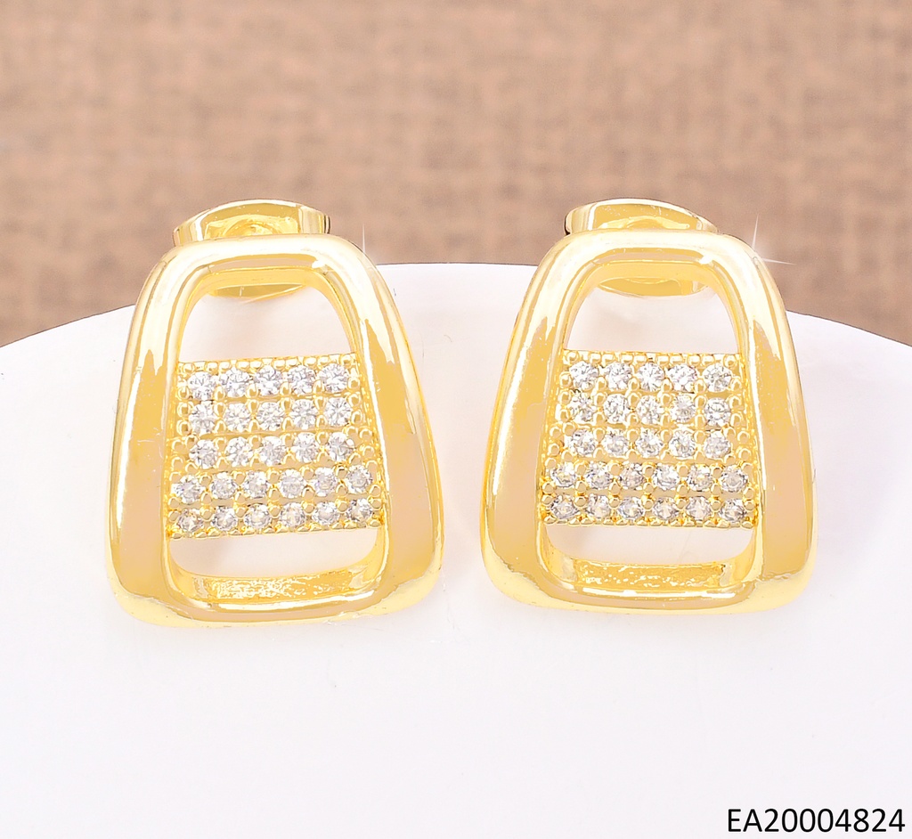 ARETES DOR EN FORMA DE HEBILLA ZIRC. EE4066-9
