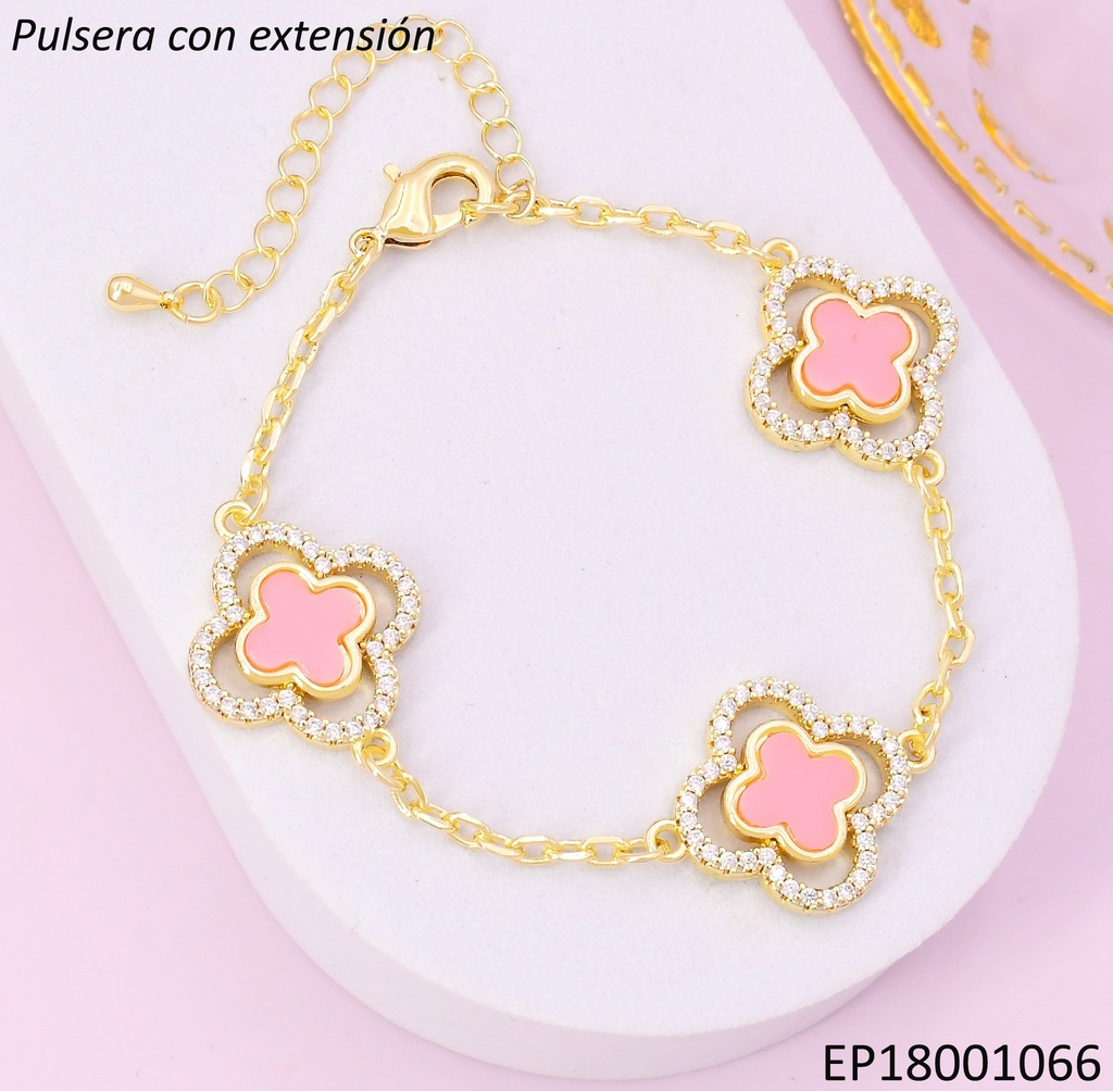 PULSERA DOR VAN CLEEF ROSADO / CROQUI ZIRC. BE633-9
