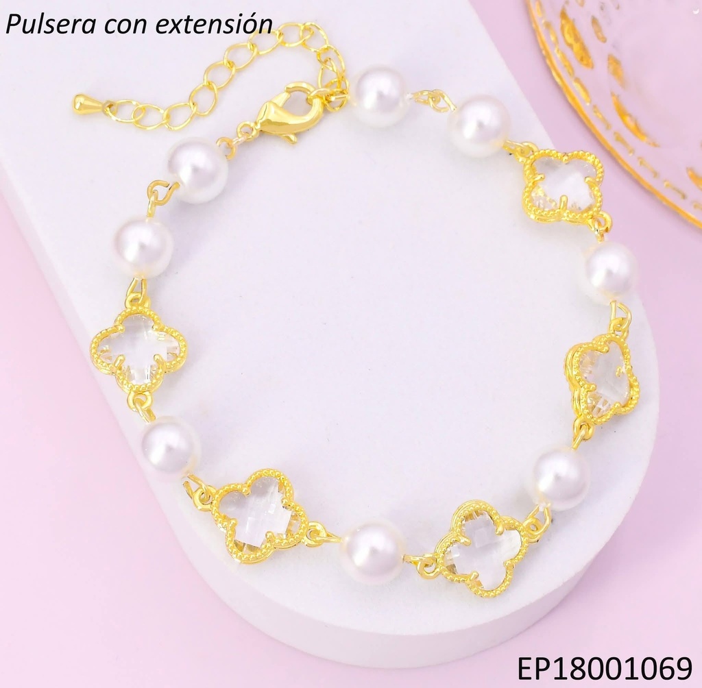 PULSERA DOR VAN CLEEF CRISTAL/ PERLAS BE612-9